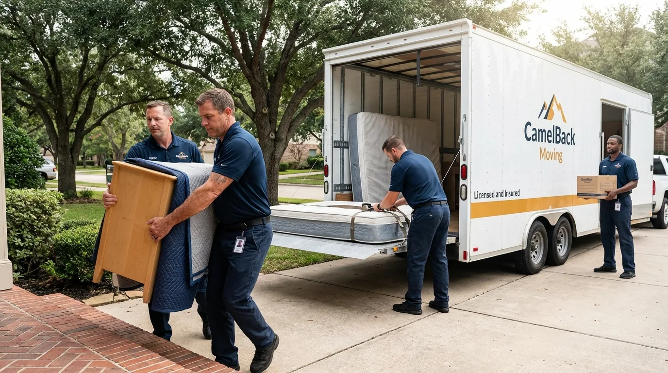 Crew loading residential truck for cross-state move from Moravian Falls, NC